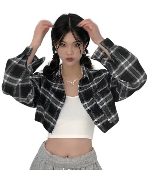 Samantha Long Sleeve Cropped Blouse - Y2K Summer, 90S Grunge, Retro, Pastel Goth, Y2K Party Samantha Long Sleeve Cropped Blouse - Y2K Summer, 90S Grunge, Retro, Pastel Goth, Y2K Party