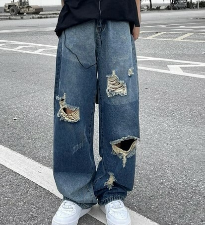 Sara Grunge Distressed Ripped Jeans - Y2K Summer, 90S Fashion, Retro Goth, Y2K Club Outfits Sara Grunge Distressed Ripped Jeans - Y2K Summer, 90S Fashion, Retro Goth, Y2K Club Outfits