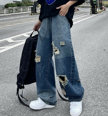 Sara Grunge Distressed Ripped Jeans - Y2K Summer, 90S Fashion, Retro Goth, Y2K Club Outfits Sara Grunge Distressed Ripped Jeans - Y2K Summer, 90S Fashion, Retro Goth, Y2K Club Outfits