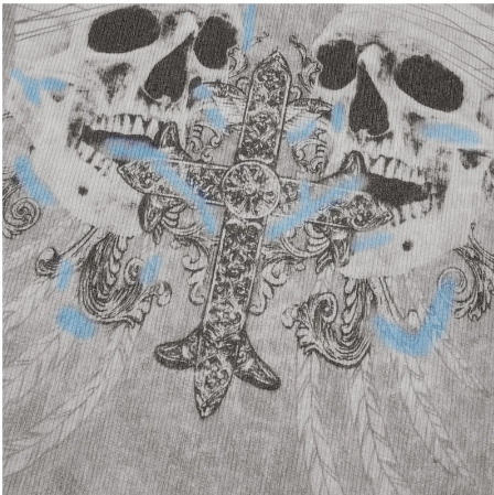 Scarlett Gray Long Sleeve Skull Cross Top - Y2K Grunge, 90S Fashion, Retro Goth Outfit Scarlett Gray Long Sleeve Skull Cross Top - Y2K Grunge, 90S Fashion, Retro Goth Outfit