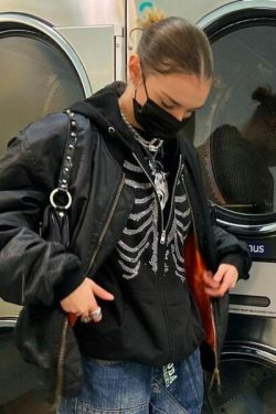 Selma Skeleton Hoodie - Y2K Grunge, 90S Fashion, Retro Goth, Summer & Party Outfits