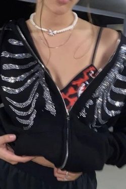 Selma Skeleton Hoodie - Y2K Grunge, 90S Fashion, Retro Goth, Summer & Party Outfits