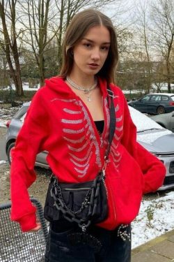 Selma Skeleton Hoodie - Y2K Grunge, 90S Fashion, Retro Goth, Summer & Party Outfits