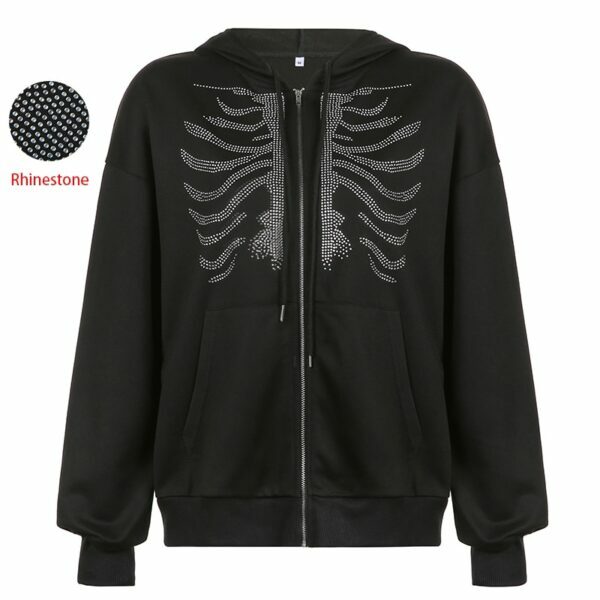 Selma Skeleton Hoodie - Y2K Grunge, 90S Fashion, Retro Goth, Summer & Party Outfits Selma Skeleton Hoodie - Y2K Grunge, 90S Fashion, Retro Goth, Summer & Party Outfits