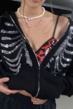 Selma Skeleton Hoodie - Y2K Grunge, 90S Fashion, Retro Goth, Summer & Party Outfits