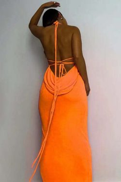 Sexy Y2K Halter Backless Bodycon Maxi Dress - Summer Grunge, 90S Party, Club & Baddie Outfit