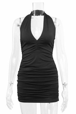 Sexy Y2K Ruffle Halter Mini Dress - White Summer Clubwear, 90S Grunge Party Outfit