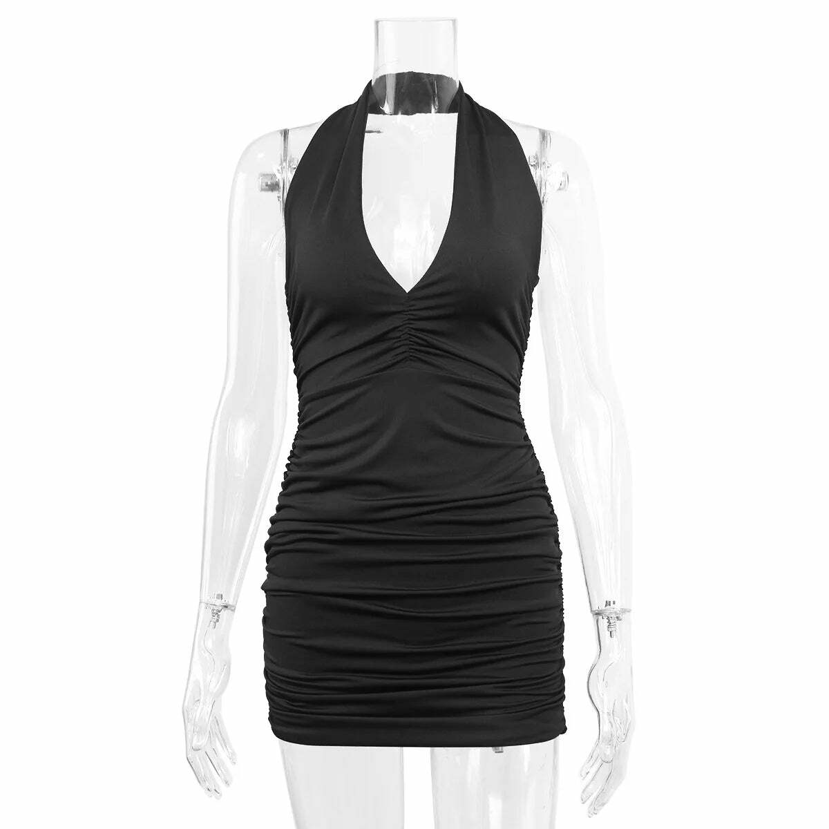 Sexy Y2K Ruffle Halter Mini Dress - White Summer Clubwear, 90S Grunge Party Outfit