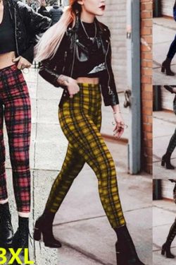 Skylar High Waist Skinny Plaid Jeans - Y2K Grunge 90S Fashion, Retro Summer & Party Outfits