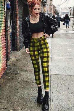 Skylar High Waist Skinny Plaid Jeans - Y2K Grunge 90S Fashion, Retro Summer & Party Outfits