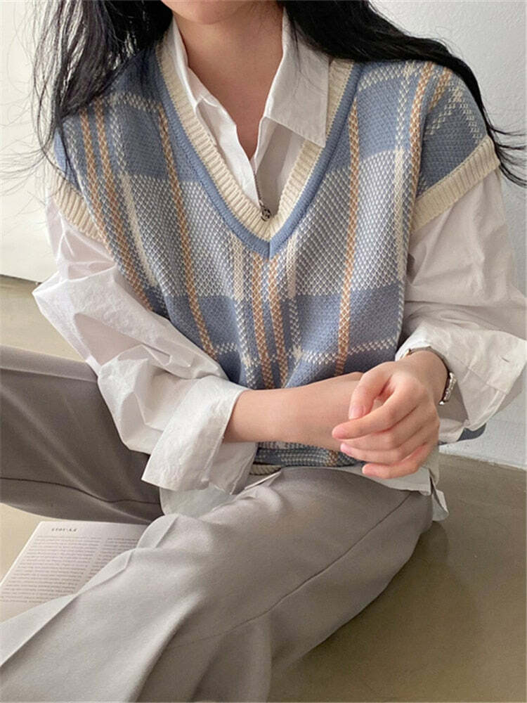 Solene Knitted Vest - Y2K Summer Grunge, 90S Retro Style, Y2K Club & Party Outfits