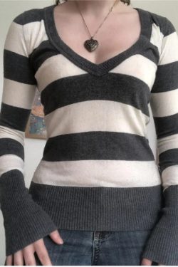 Sophia Striped Long Sleeve Top - Y2K Summer, 90S Fashion, Grunge, Retro, Pastel Goth Outfit