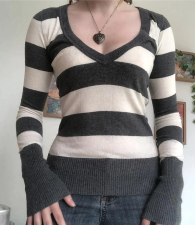 Sophia Striped Long Sleeve Top - Y2K Summer, 90S Fashion, Grunge, Retro, Pastel Goth Outfit Sophia Striped Long Sleeve Top - Y2K Summer, 90S Fashion, Grunge, Retro, Pastel Goth Outfit