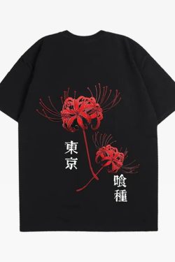 Spider Lily Shirt - Y2K Summer Grunge Top, 90S Fashion, Retro Y2K Club Outfit, Pastel Goth Style