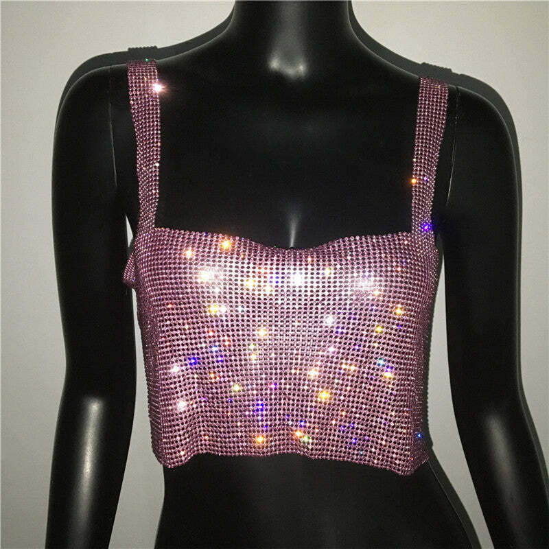 Steela Rhinestone Top - Y2K Summer, 90S Grunge, Retro Party, Y2K Club, Popstar, Gothic Y Steela Rhinestone Top - Y2K Summer, 90S Grunge, Retro Party, Y2K Club, Popstar, Gothic Y