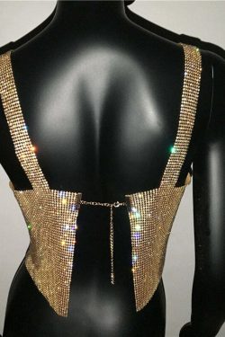 Steela Rhinestone Top - Y2K Summer, 90S Grunge, Retro Party, Y2K Club, Popstar, Gothic Y