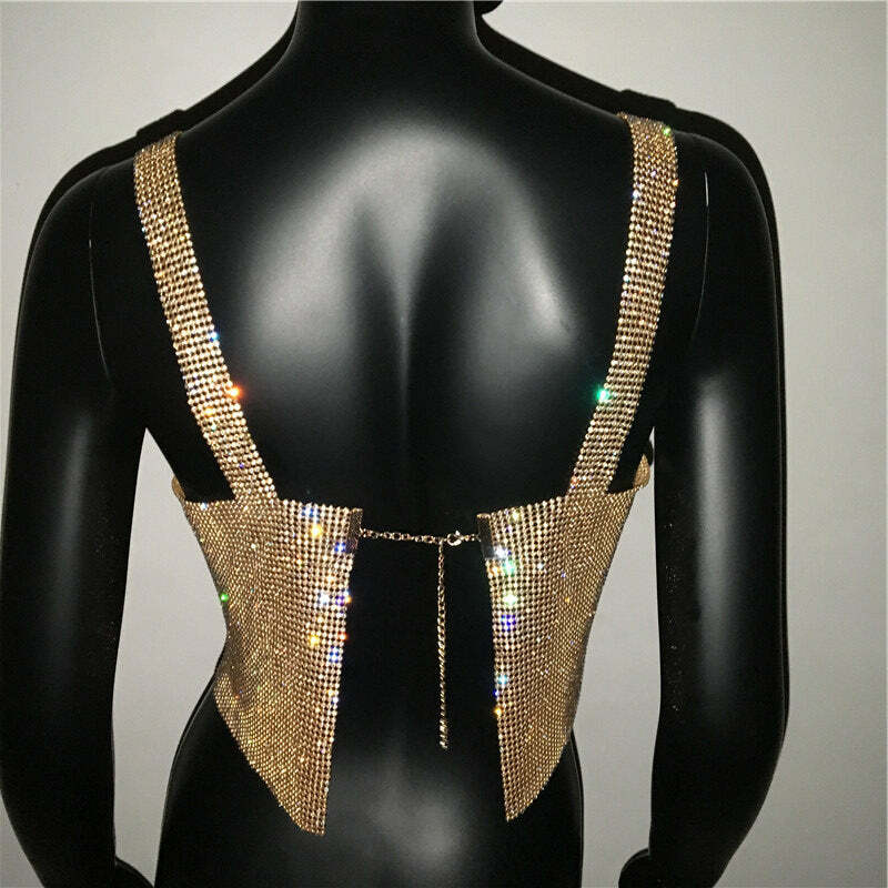 Steela Rhinestone Top - Y2K Summer, 90S Grunge, Retro Party, Y2K Club, Popstar, Gothic Y Steela Rhinestone Top - Y2K Summer, 90S Grunge, Retro Party, Y2K Club, Popstar, Gothic Y