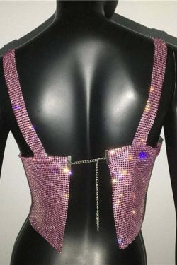 Steela Rhinestone Top - Y2K Summer, 90S Grunge, Retro Party, Y2K Club, Popstar, Gothic Y