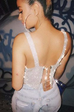 Steela Rhinestone Top - Y2K Summer, 90S Grunge, Retro Party, Y2K Club, Popstar, Gothic Y