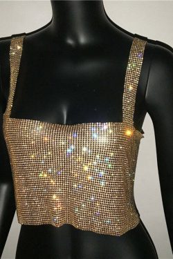 Steela Rhinestone Top - Y2K Summer, 90S Grunge, Retro Party, Y2K Club, Popstar, Gothic Y