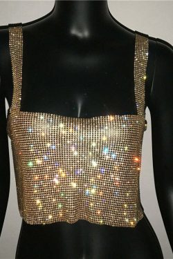Steela Rhinestone Top - Y2K Summer, 90S Grunge, Retro Party, Y2K Club, Popstar, Gothic Y