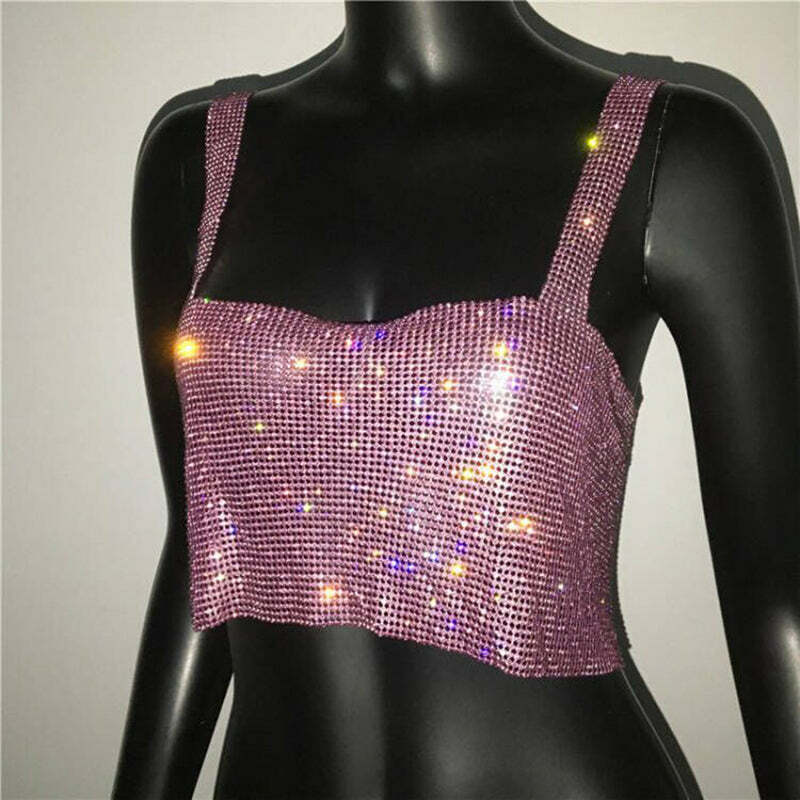 Steela Rhinestone Top - Y2K Summer, 90S Grunge, Retro Party, Y2K Club, Popstar, Gothic Y Steela Rhinestone Top - Y2K Summer, 90S Grunge, Retro Party, Y2K Club, Popstar, Gothic Y