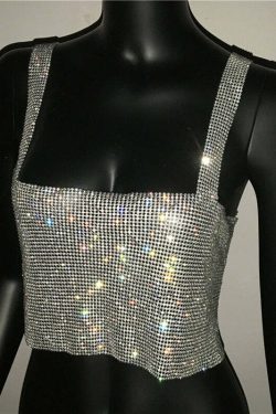 Steela Rhinestone Top - Y2K Summer, 90S Grunge, Retro Party, Y2K Club, Popstar, Gothic Y
