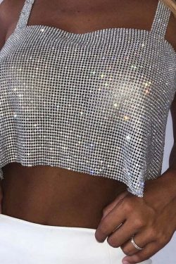 Steela Rhinestone Top - Y2K Summer, 90S Grunge, Retro Party, Y2K Club, Popstar, Gothic Y