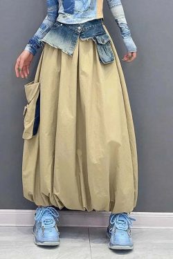 Superaen Y2K Denim Patchwork Skirt - 90S Grunge, Retro, Gothic, Summer & Party Outfits