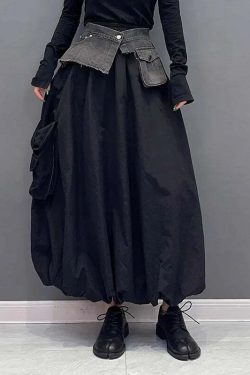 Superaen Y2K Denim Patchwork Skirt - 90S Grunge, Retro, Gothic, Summer & Party Outfits