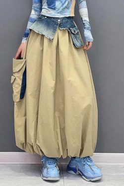 Superaen Y2K Denim Patchwork Skirt - 90S Grunge, Retro, Gothic, Summer & Party Outfits