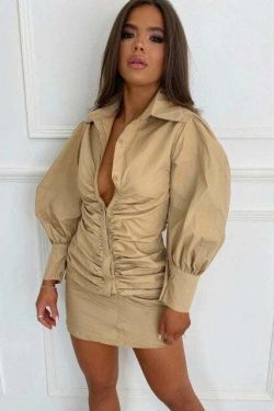 Talita Ruched Shirt Dress - Y2K Summer, 90S Fashion, Grunge, Retro, Y2K Party & Club Out
