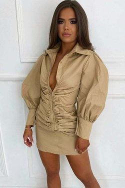 Talita Ruched Shirt Dress - Y2K Summer, 90S Fashion, Grunge, Retro, Y2K Party & Club Out