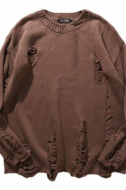 Una Distressed Sweater - Y2K Grunge, 90S Fashion, Retro Style, Summer Y2K Outfits, Gothic Y2