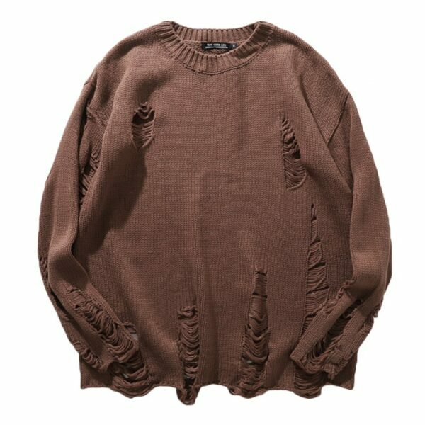 Una Distressed Sweater - Y2K Grunge, 90S Fashion, Retro Style, Summer Y2K Outfits, Gothic Y2 Una Distressed Sweater - Y2K Grunge, 90S Fashion, Retro Style, Summer Y2K Outfits, Gothic Y2