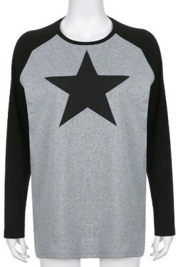 Valerie Long Sleeve Star Top - Y2K Summer, 90S Grunge, Retro, Pastel Goth, Y2K Party Outfit