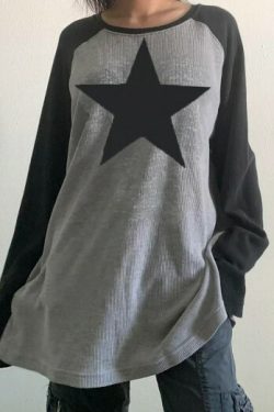 Valerie Long Sleeve Star Top - Y2K Summer, 90S Grunge, Retro, Pastel Goth, Y2K Party Outfit