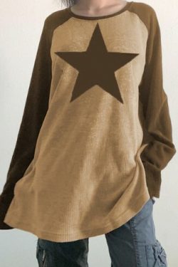 Valerie Long Sleeve Star Top - Y2K Summer, 90S Grunge, Retro, Pastel Goth, Y2K Party Outfit