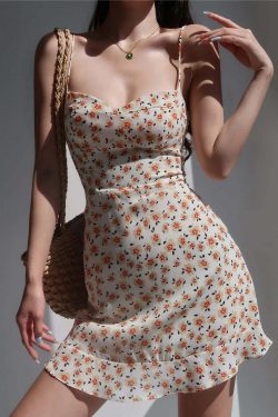 Vintage Flower Y2K Summer Dress - Sleeveless Mini Beach Outfit, Retro 90S Grunge Fashion