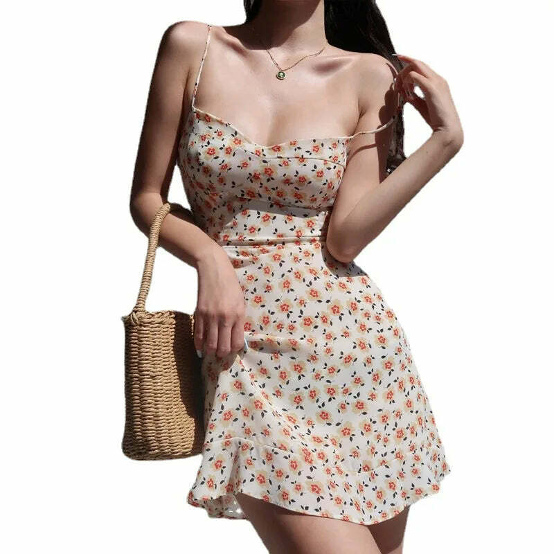 Vintage Flower Y2K Summer Dress - Sleeveless Mini Beach Outfit, Retro 90S Grunge Fashion Vintage Flower Y2K Summer Dress - Sleeveless Mini Beach Outfit, Retro 90S Grunge Fashion