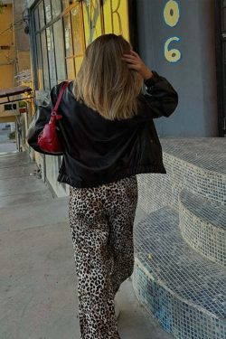 Vintage Leopard Print Wide Leg Pants - Y2K Summer Grunge 90S Fashion Retro Streetwear