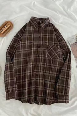 Vintage Plaid Shirt - Y2K Summer Grunge, 90S Retro, Pastel Goth, Y2K Club & Party Outfits