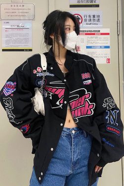 Vintage Racer Jacket - Y2K Summer, 90S Grunge, Retro Hip Hop, Pastel Goth, Y2K Party Outfit