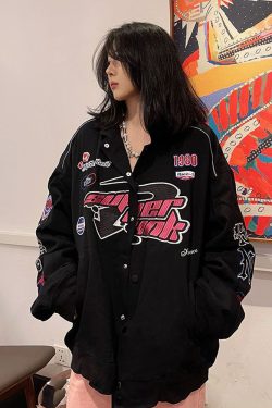 Vintage Racer Jacket - Y2K Summer, 90S Grunge, Retro Hip Hop, Pastel Goth, Y2K Party Outfit