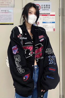 Vintage Racer Jacket - Y2K Summer, 90S Grunge, Retro Hip Hop, Pastel Goth, Y2K Party Outfit