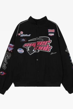 Vintage Racer Jacket - Y2K Summer, 90S Grunge, Retro Hip Hop, Pastel Goth, Y2K Party Outfit