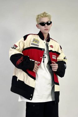 Vintage Racing Jacket - Y2K Summer, 90S Grunge, Retro Hip Hop, Pastel Goth, Y2K Party Outfit