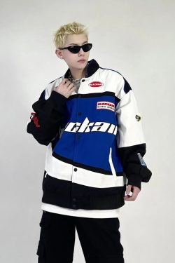 Vintage Racing Jacket - Y2K Summer, 90S Grunge, Retro Hip Hop, Pastel Goth, Y2K Party Outfit