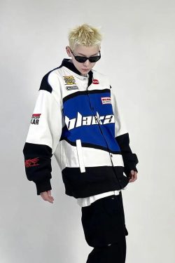 Vintage Racing Jacket - Y2K Summer, 90S Grunge, Retro Hip Hop, Pastel Goth, Y2K Party Outfit