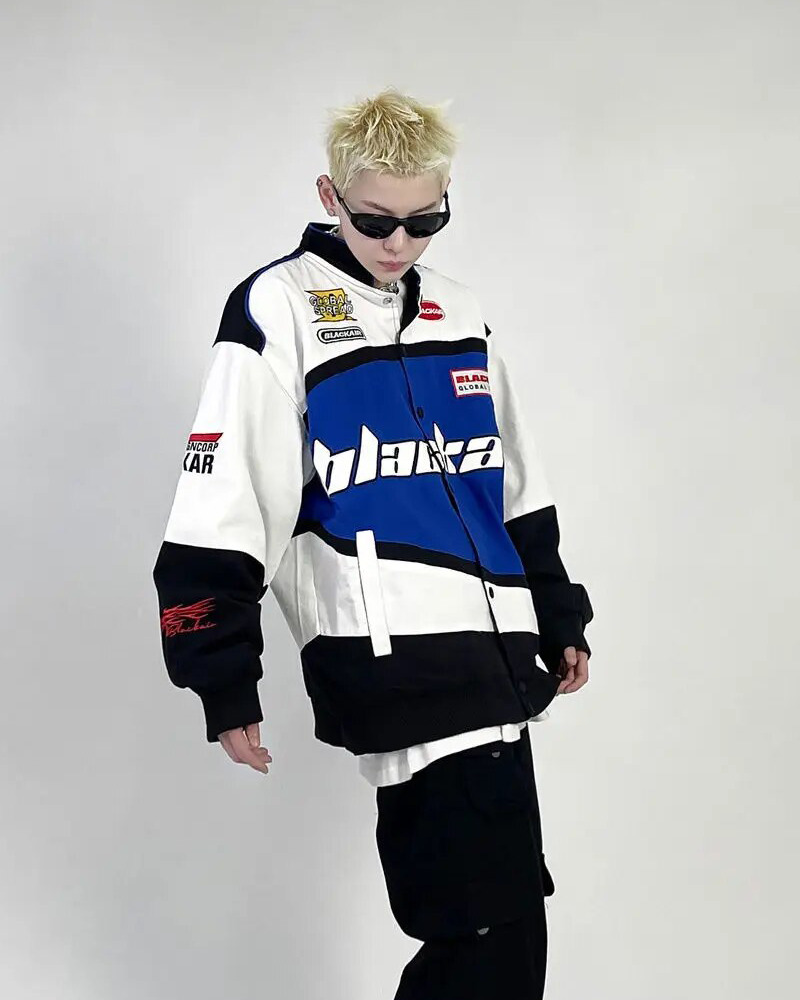 Vintage Racing Jacket - Y2K Summer, 90S Grunge, Retro Hip Hop, Pastel Goth, Y2K Party Outfit